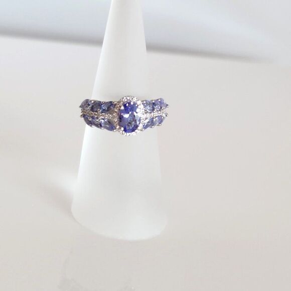 Tanzanite and Zircon Ring Size 5 - Picture 2 of 8